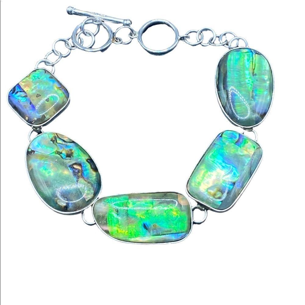 LUC 925 signed Marked Lucas Lameth abalone sterling silver adjustable bracelet